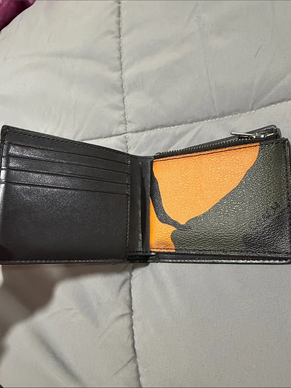 Coach Men's Camo Bi-Fold Wallet in Green & Orange